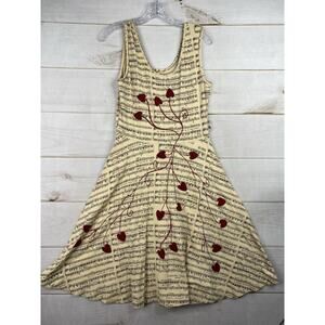 Effie’s Heart Dress Womens M Music Notes Hearts Scoop Neck Fit Flare Sleeveless